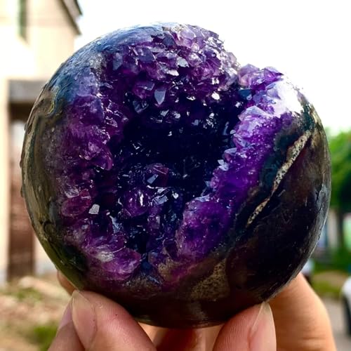 Amethyst geode Quartz Cluster Crystal Ornaments (Size : 350-400g)