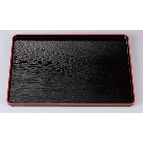 木製尺4切立長手盆　黒天朱 Amazon｜お盆 耐熱地木目長手盆黒天朱尺4寸 洗浄機可 [42.6 x 33.3 x