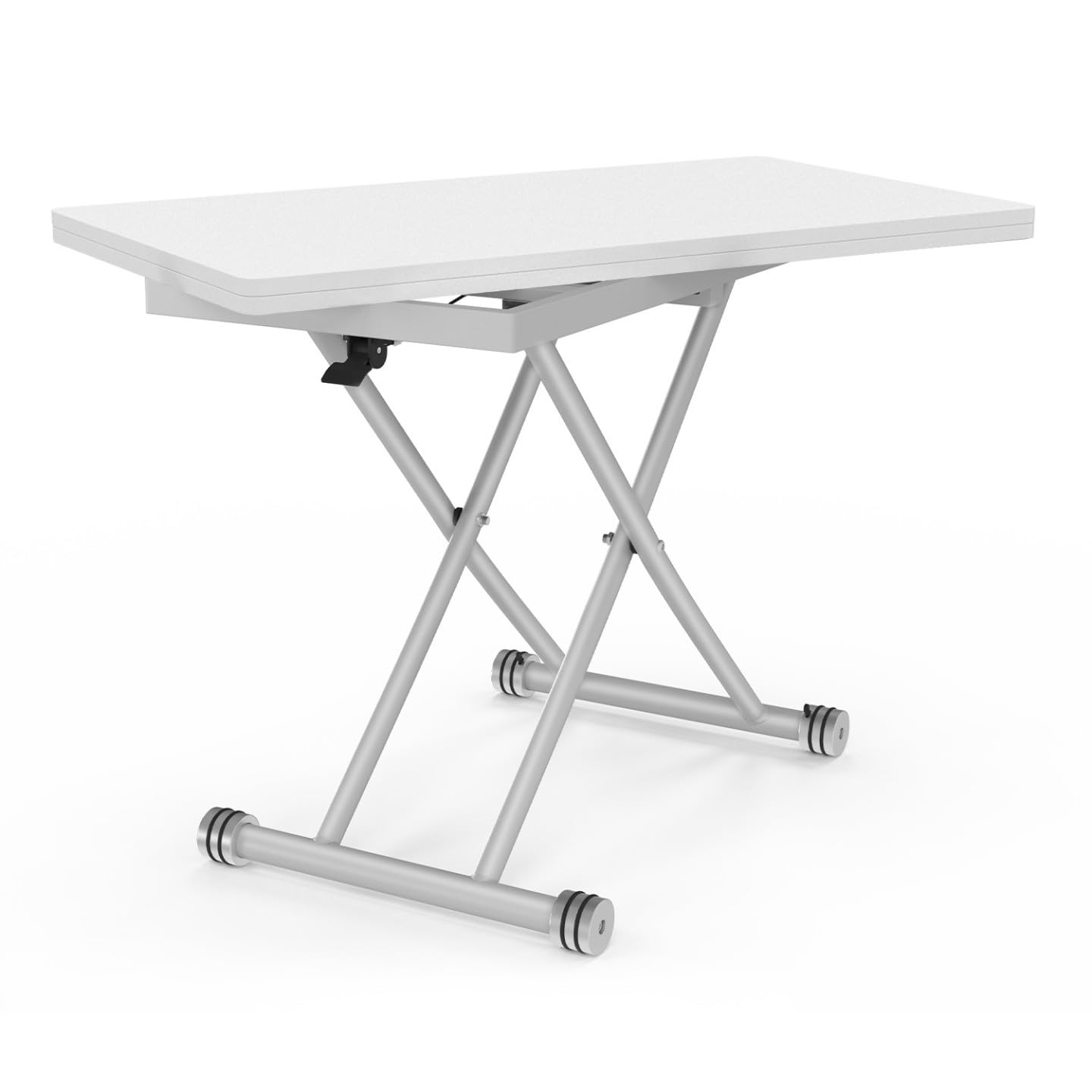 IDMarket - Mesita URBANA, transformable en mesa de comedor rectangular, superficie blanca, base cromada