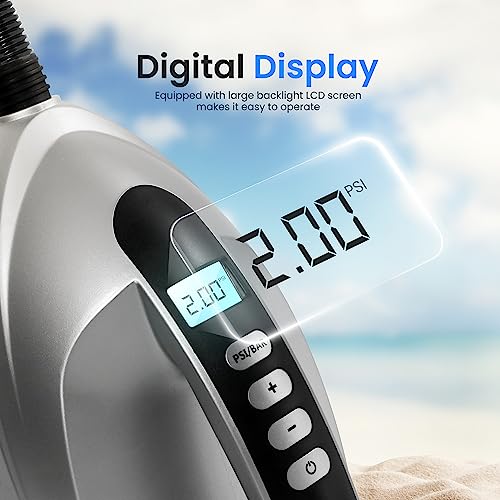 Serenelife SLPUMP10 Inflatable Paddle Board Pump Compressor - 20Psi High Pressure Sup Inflator - 12V Dc Car Connector - Electric Air Pump thumb #3