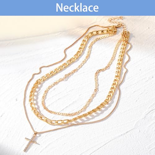 Layered necklaces for women necklace stack for women layered Cross Necklaces for Women Dainty Gold Necklace Stackable Chain Choker Gold Layering Paperclip Chain3