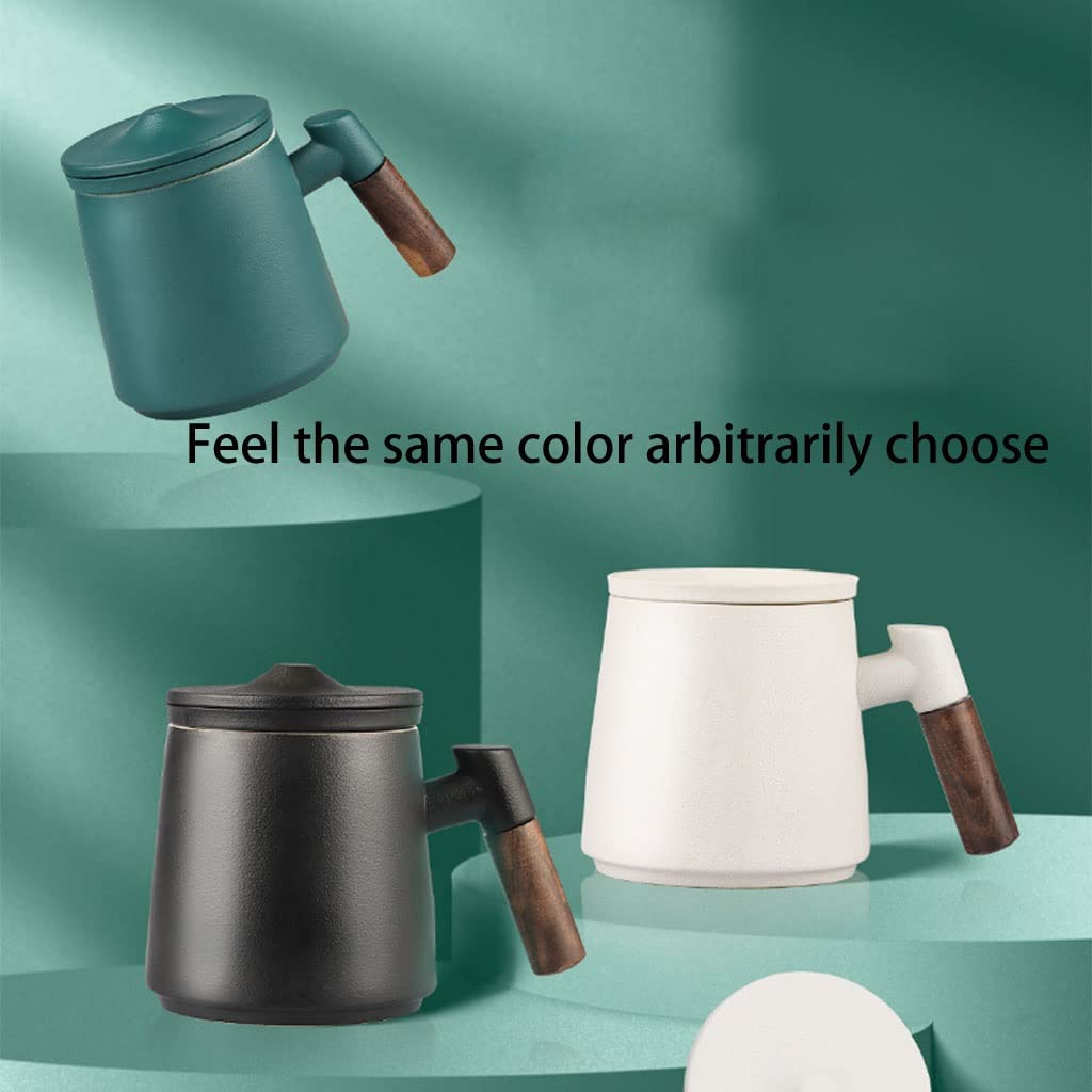 HSQMA Tasse De Thé en Céramique avec Infuseur Et Couvercle, Mignonne Tasse De Thé avec Filtre en Vrac, Chinois La Tasse De Thé en Porcelaine Fait À La Main for Le Bureau À Domicile (Color : Black)