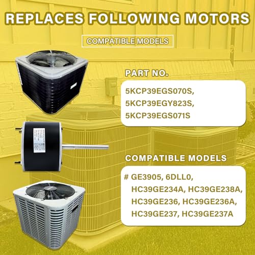 PIRIPARA Condenser Fan Motor 5KCP39EGS070S,1/4 hp, 1100 RPM,208 - Additional View