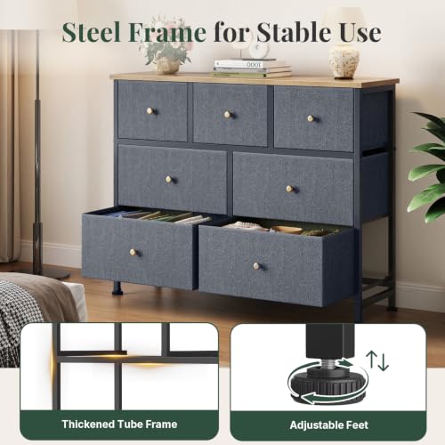 HAPPYMONT Fabric Dresser for Bedroom with 7 Drawers, Chest of Drawers by HAPPYMONT - Used condition - Image 5