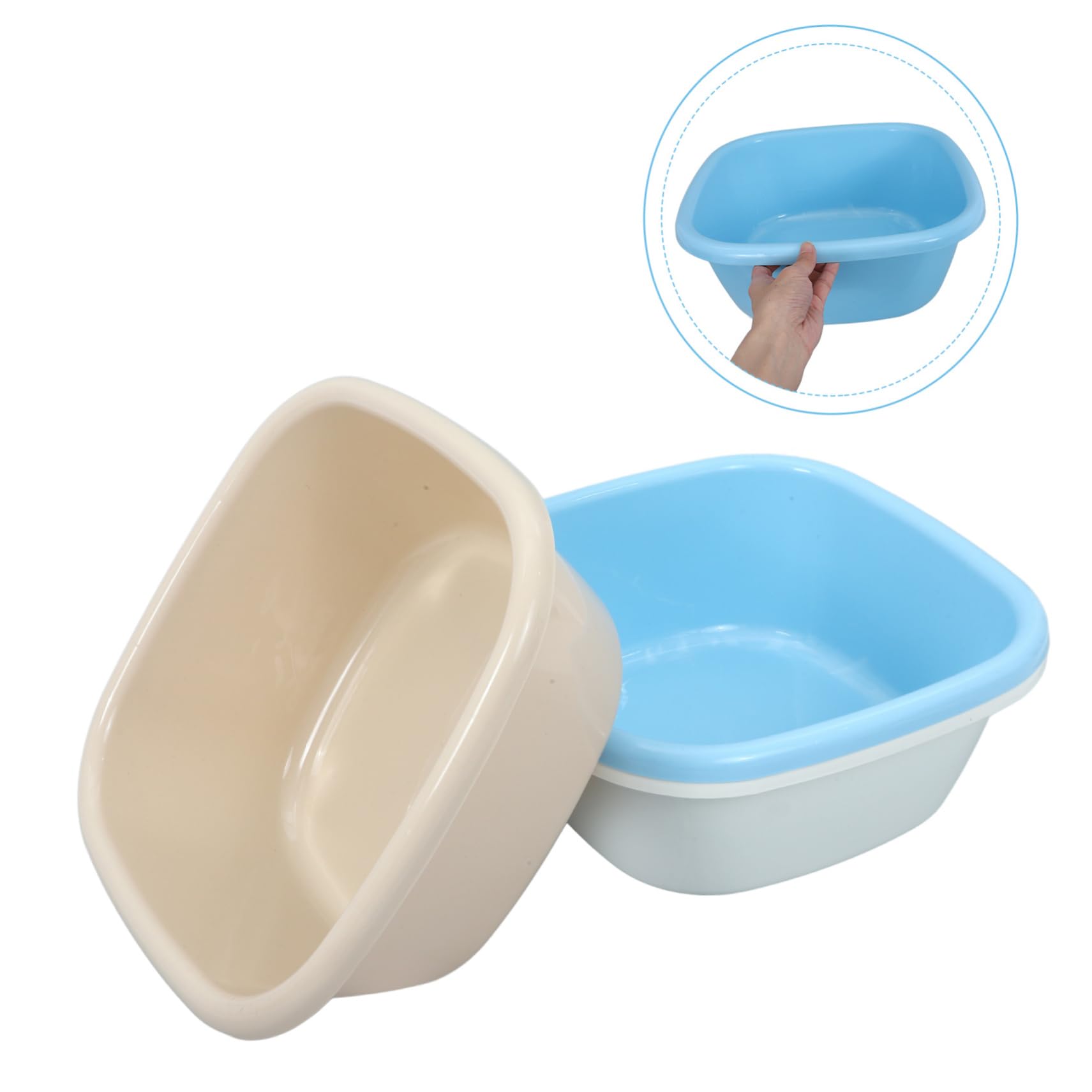 Beaupretty Lot de 3 Bassines Carrées Grand Format en Pp Épais, Bleu, Kaki et Blanc, Bac à Vaisselle pour Évier Cuisine, Lavage Vaisselle et Bassine Multifonction pour Bébé et Usage