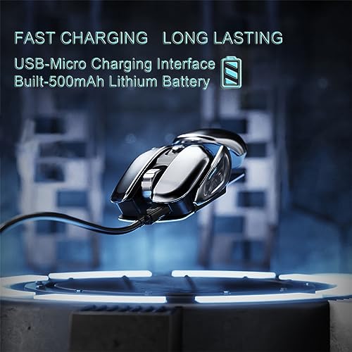 Dancesoul Unique Look Wireless Mouse With Usb＆Type C 2-In-1 Receiver, Rechargeable, Comfortable Grip, Optical, Portable Mouse For Laptop,Pc,Computer,Macbook And All Usb Type C Devices-Metal Grey #TOP2