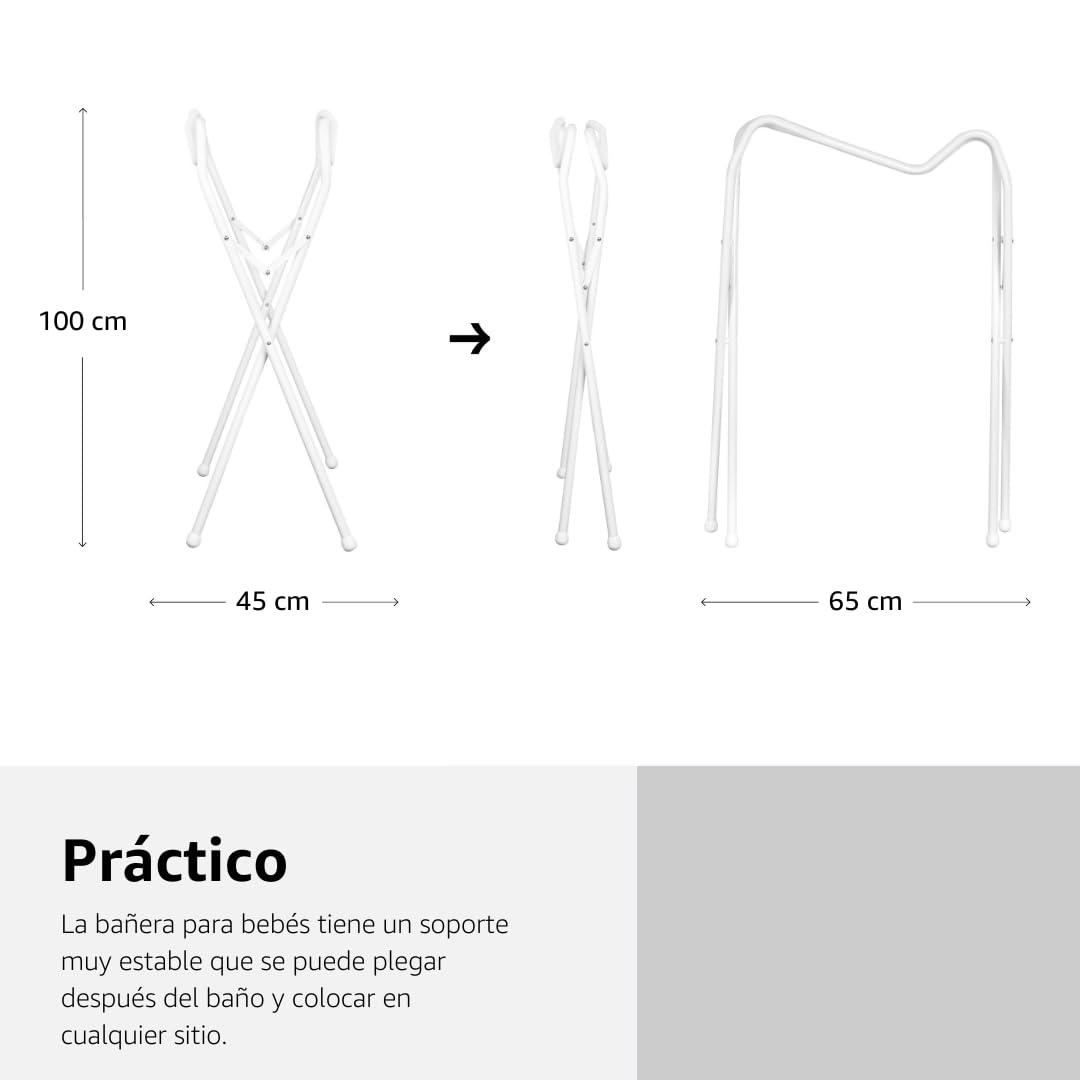Hylat Baby Bañera Bebe con Soporte y Tapón Friends Gris – Certificada TÜV Rheinland - para Recién Nacidos y Bebés de Hasta 12 Meses, de Plástico Sin BPA – Colección Lite Bañera para Bebe con Patas