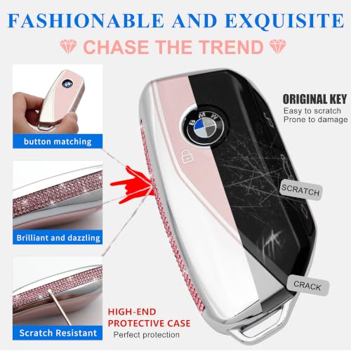 Image of Creativity For BMW X5 Key cover and Key chain accessories (Pink set)