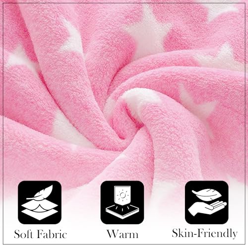 Image of GLUN Fleece Baby Blanket for Newborn, Pack of 2 Different Colours Pink & Navy Blue Combo, All-Season Blanket Ultrasoft Baby Blanket for Babies