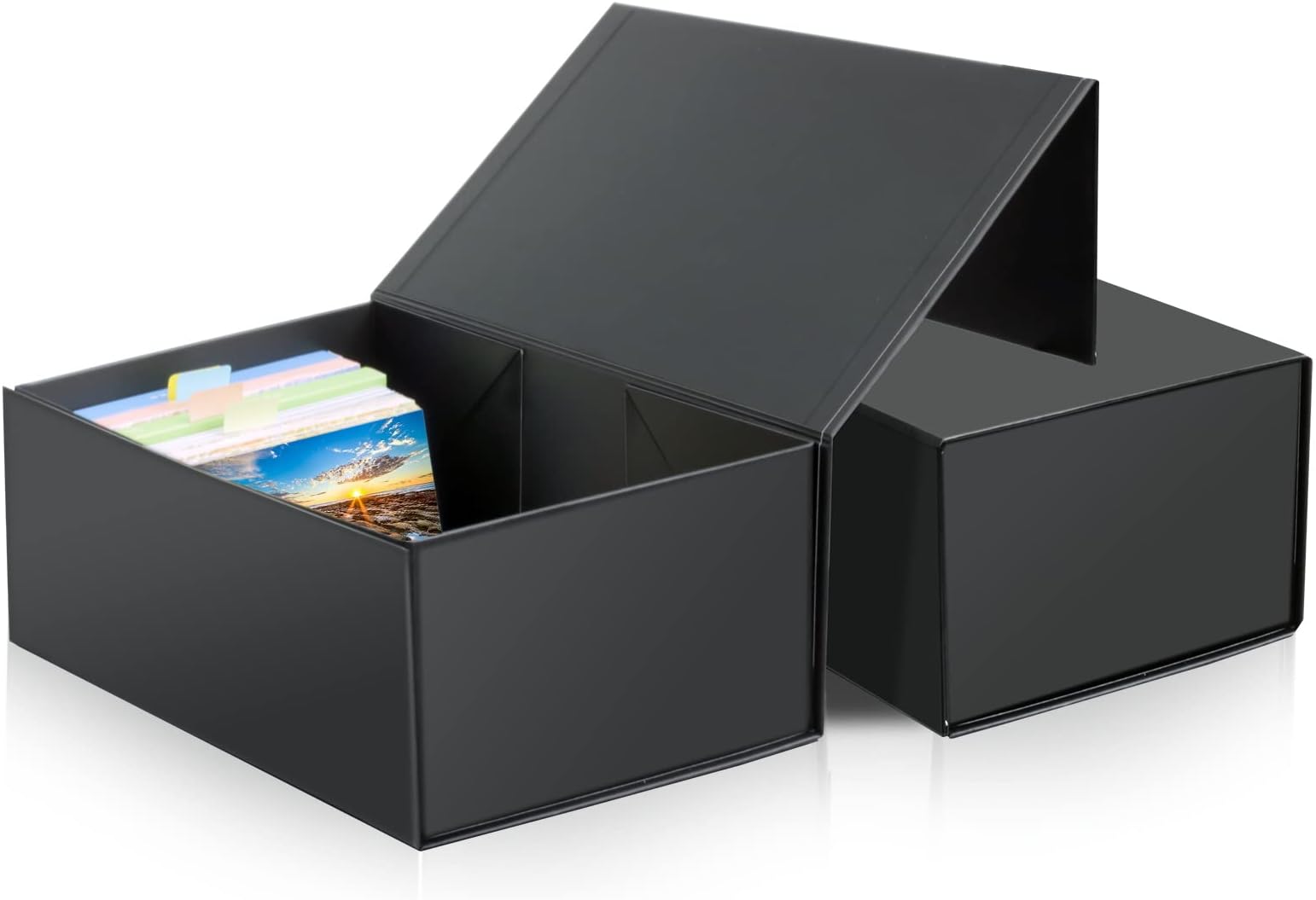 4X6 Index Card Holder, Index Card Storage Box 4 x 6 Inches, Fits 1200 Flash Cards - 2 Pack, Black