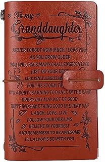 Lirener to Grandson Travel Journals Birthday Gifts, Personalised Diary Notebook Gifts for Boys, Retro Leather Bound Journals with 136 Blank and Lined Pages Christmas Graduation Gift for Him