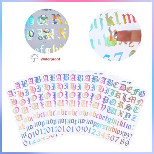 Image of Teling 8 Sheets Letter Stickers Vinyl Old English Alphabet Number Stickers Self Adhesive Stick on Letters for Back to School Scrapbooking DIY Art Business Mailboxes Address Craft(1 Inch,Matte Silver)