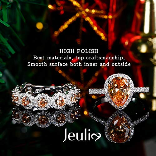 Jeulia Engagement Rings for Women Sterling Silver Promise Eternity Band Princess Cut Cubic Zirconia Wedding Engagement Anniversary Promise Ring Sets Bridal Sets4