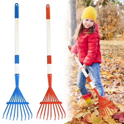 Rastrillos para niños 2 piezas 28 pulgadas azul y rojo miniatura 1
