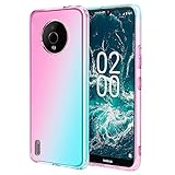 Osophter for Nokia C200 Case,Nokia C200 Phone Case Clear Transparent TPU Shock-Absorption Flexible Cell Phone Cover for Nokia C200(Pink Teal)