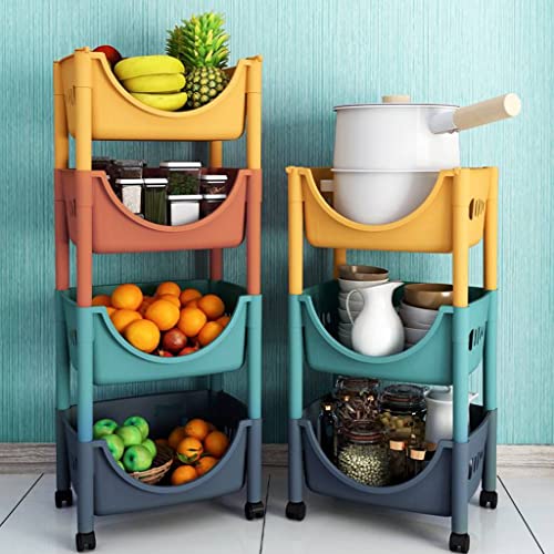 Estantería de cocina de 38x28.5x77cm con cestas y carro extraíble 6