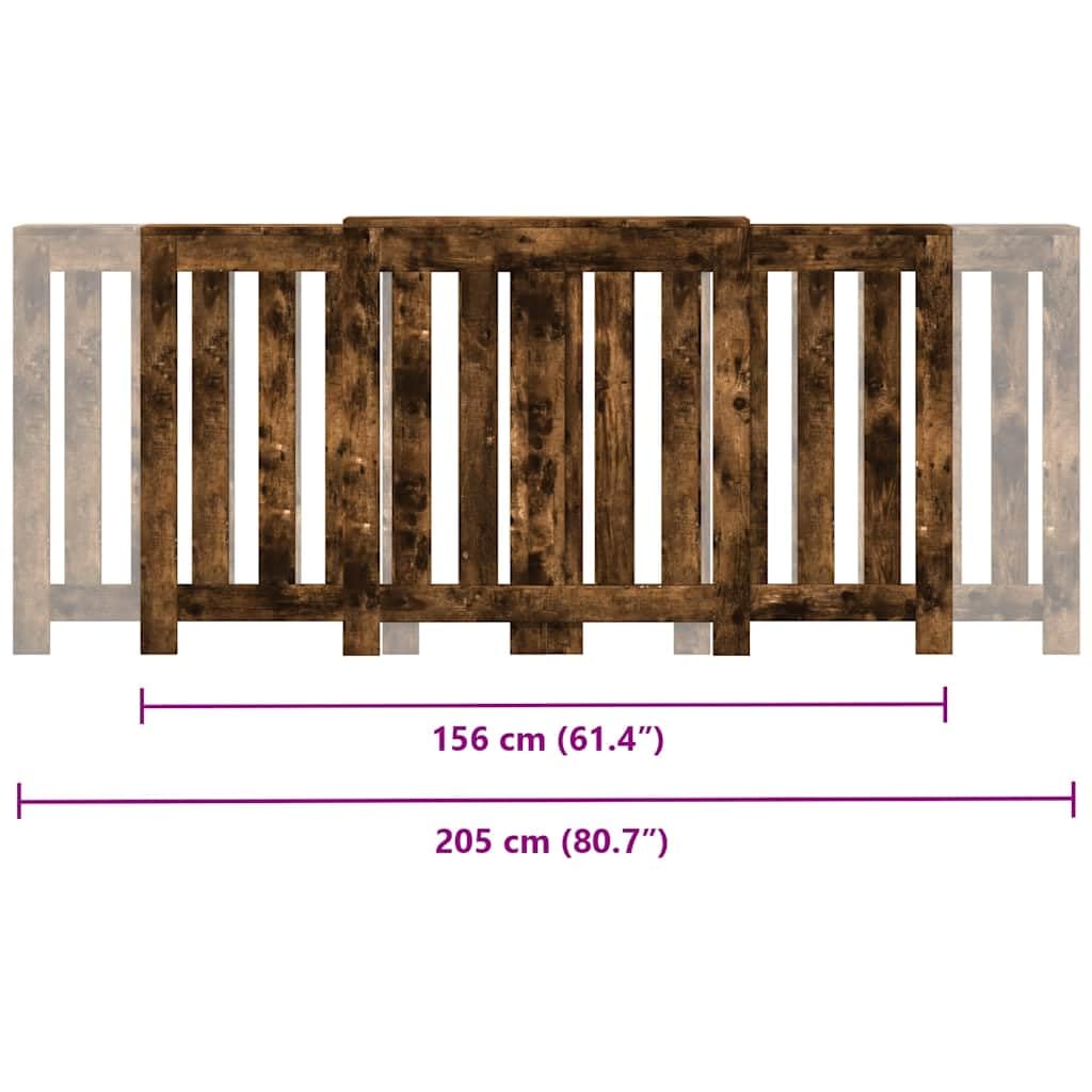 Osłona grzejnika, dąb wędzony 205 x 21,5 x 83,5 cm, materiał drewnopochodny, konstrukcja listew, uchwyt ścienny do pokrywy, czyszczenie termostatu grzejnika