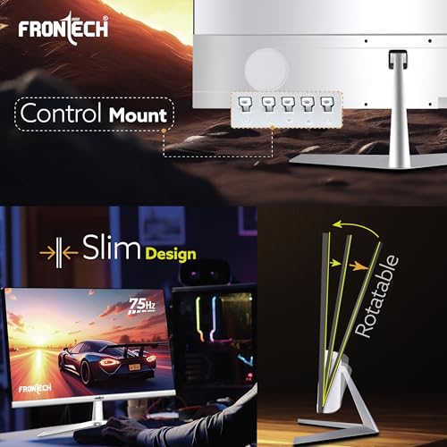 Image of FRONTECH 24 Inch Ultima Series LED Monitor | Refresh Rate 75 Hz,IPS Panel | Full HD 1080p, Wall Mountable Sleek & Elegant Design | HDMI & VGA Ports, Dual 2W Built-in Speakers (MON-0062,White)