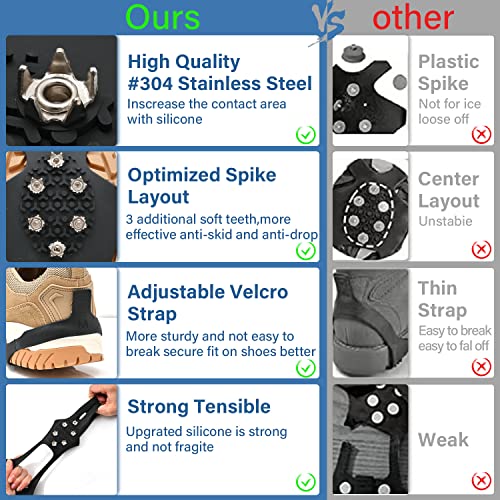 Crampons en silicone et acier inoxydable durables pour bottes de neige