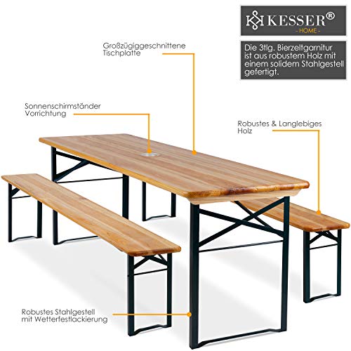Kesser® Biertafelset, 3-delige tuinmeubelset, inklapbaar, 170 x 46 x 75 cm, 2 x bierbanken, 1 x biertafel… - Image 3