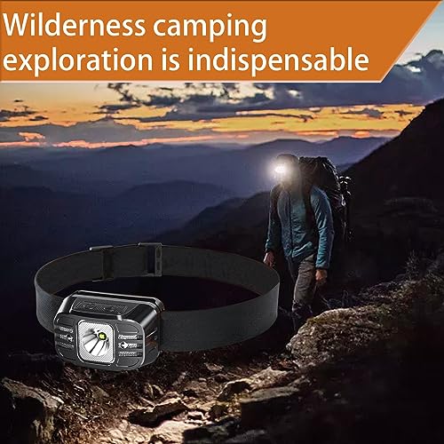 Lampe frontale LED rechargeable anti-panne de batterie avec capteur de geste étanche 350lm