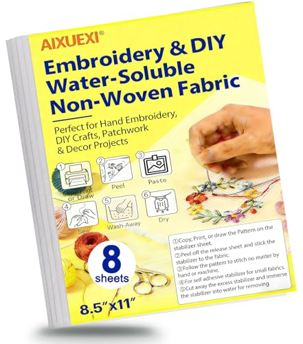 AIXUEXI Stick and Stitch Water Soluble Embroidery Paper 8.5 x 11 4 Pack
