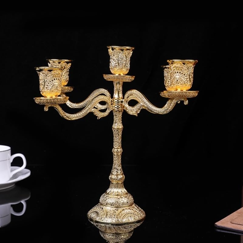 Candelabro de Metal con Soporte para Velas, Adorno para Mesa, Ideal para Bodas, Fiestas, dormitorios y Aniversarios.
