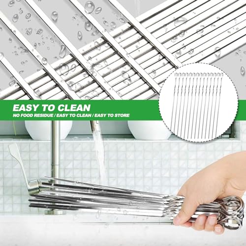 Grillspieße Schaschlikspieße Edelstahl 20 Stk 30cm Metallspieße für Fleischspieße Lange Kebab Grill Spieße Spiesse Rouladenspieße