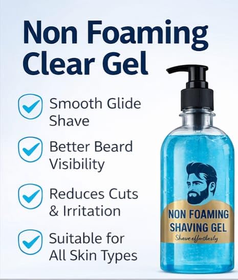 Non Foaming Shaving Gel, Clear Gel, Smooth Glide Shave, Better Beard Visibility, 500ml, Large Pack, Professional Use - Image 4 thumbnail