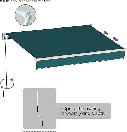 Miniatura 3 de Toldo retráctil de 8.2 x 6.5 pies para patio, refugio para exteriores, con manivela y poliéster resistente al agua para patio, balcón, terraza
