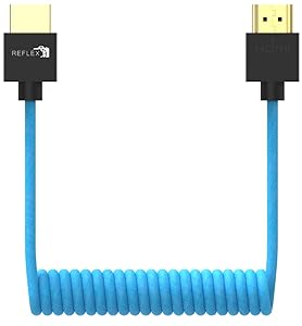 REFLEX CAMERA 8K HDMI 2.1 Ultra High Speed Spring Cable 1.2m – 48Gbps, Bi-Directional, 8K@60Hz 4K@120Hz, Gold-Plated HDMI Lead