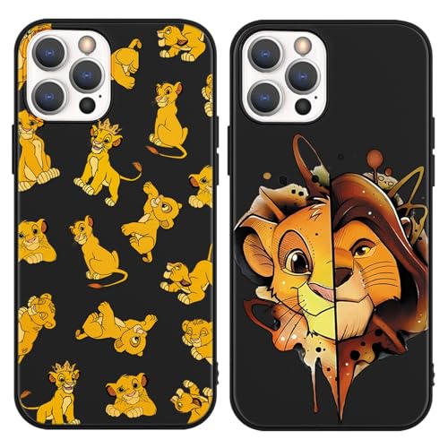 nurkorki [2 Piezas Negro Funda para Samsung Galaxy A14 5G 6,6,Animales León Dibujos Animados Patrón Estética Diseño Carcasa TPU Suave Fina Silicona Protección Cover Case para Samsung A14 5G,Kawaii