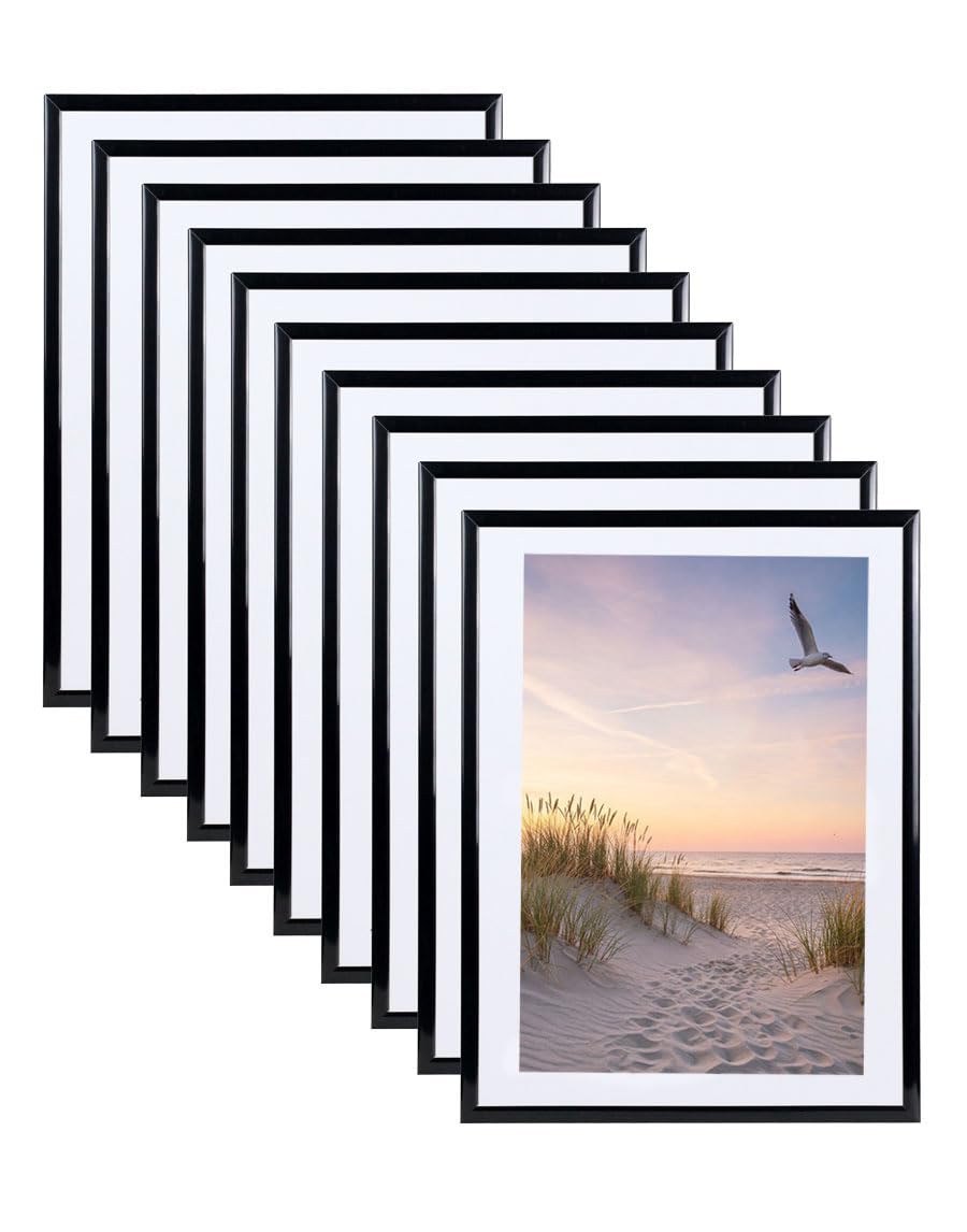 IDEAL TREND 3er 5er 10er Set Bilderrahmen Fotorahmen aus Kunststoff Bilder Foto Posterrahmen Collage AC-6 Wanddeko: Farbe: 10er Pack Schwarz | Format: 30x45