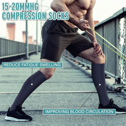 Image of 3 Pairs Compression Socks for Women & Men 15-20 mmHg- Best Support for Nurses, Running, Hiking, Recovery & Flight Socks