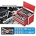 P.I.T. Portable 3 Drawer Steel Tool Box with 61-Pieces Mechanics Tool Set,Magnetic Locking, Red Hand Carry Tool Cases for Hand Tools Repair Tool Kit