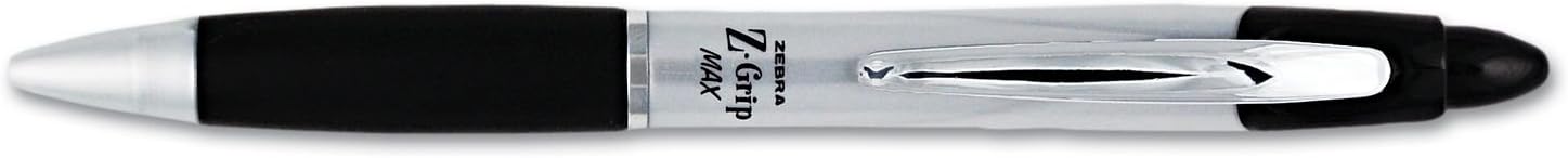 Zebra - Z-Grip MAX Ballpoint Retractable Pen, Black Ink, Medium - 12 Pens