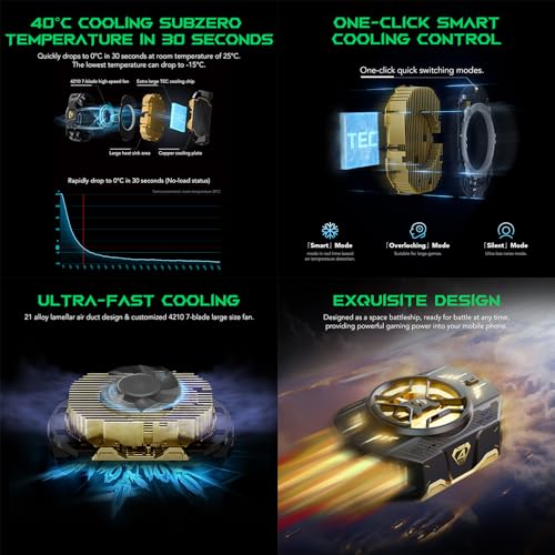 Image of Black Shark 4 Pro Phone Cooler Fun for Gaming, Cell Phone Cooler for iOS /Android (2.63-3.46 Inches) Semiconductor Heatsink Cooling