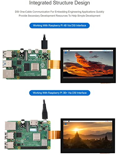 Image of waveshare 4.3inch DSI Touch Display IPS Wide-Bezel Panel, 800 x 480 Resolution, Thin and Light Design, for Raspberry Pi 4B /3B+ /3A+ /3B /2B /B+ /A+ / CM3 /3+ /4