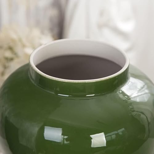 Miniatura 6 de Tarro de templo de jengibre, tarro decorativo de jengibre de cerámica verde con tapa, tarros de porcelana decorativos chinos tradicionales con