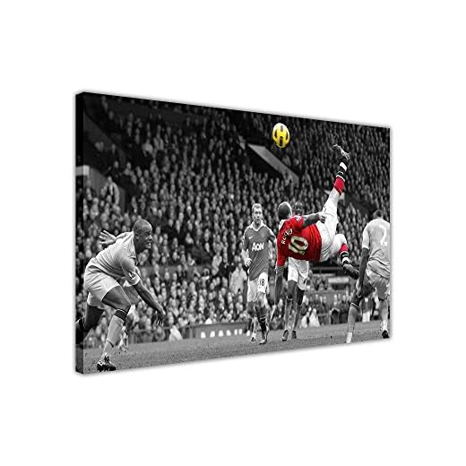 FAMOUS MANCHESTER UNITED WAYNE ROONEY BICYCLE KICK inramade bilder canvas väggkonst tryck fotboll affisch storlek: A4-30 cm x 8 tum (30 cm x 20 cm)