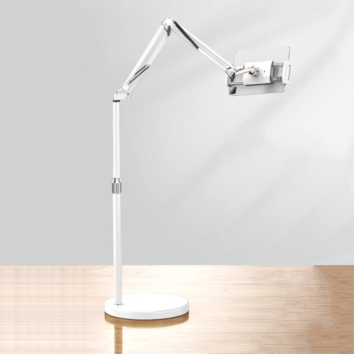 BKHsgDXJ Phone stand With Adjustable Height and 10 lb Stable Round Base,for 4-13.5" Devices and All Phones(White,1.8m)
