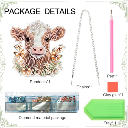 Image of AiYuanzsh Cow Diamond Art Kits for Adults Hanging Pendant, Animal Diamond Painting Hanging Sign, DIY Special Shaped Crystal Diamond Art Ornament for Home Decor Gift