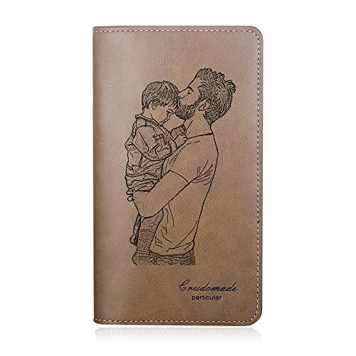 Custom Wallets for Men Personalized Photo Wallets Engraved Travel Wallet for Father Husband Son Boys Boyfriend Grandpa Father's Day Gift Birthday Christmas Gift Carteras Para Hombres