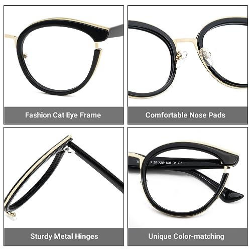 Image of Zeelool Classic Cat Eye Glasses Frame with Non-prescription Clear Lens for Women ZJGT414068