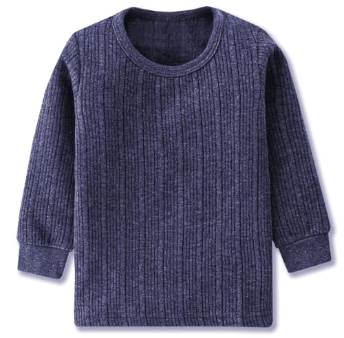 Image of TS LAVI TAVI Kids' Thermal Pajama Set Ribbed Cotton Blend Long Sleeve Top & Pants Unisex Sleepwear for Boys & Girls