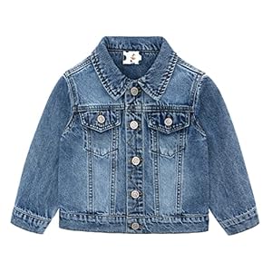 famuka Little Boy Girl White Denim Jacket Unisex Baby Button Down Jeans Coats Cowboy Outerwear