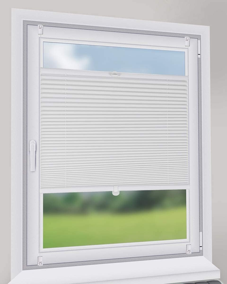 Sekey Plissees für Fenster ohne Bohren Blickdicht Plissee Klemmfix Nahtlos Elegant Halb-Wabenplissee, 55x120cm, Weiß