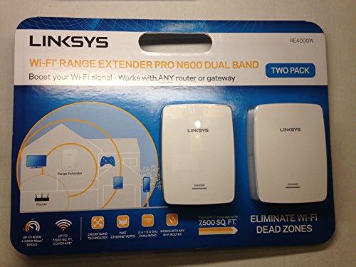 Linksys Wi-Fi Range Extender Pro N600 Dual Band RE4000W White 2-Pac