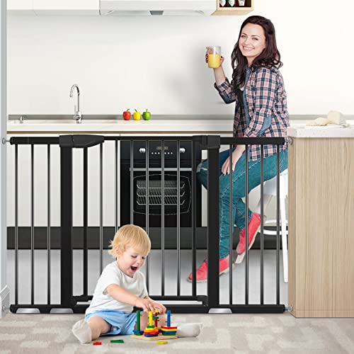 Baby Gate for Doorways and Stairs, RONBEI 51.5" Auto Close Safety Baby Gate for Kids and Pets, Extra Wide Child Gate Dog Gates for The House, Heavy Duty Metal Walk Through Door (Black) - Thumbnail 5