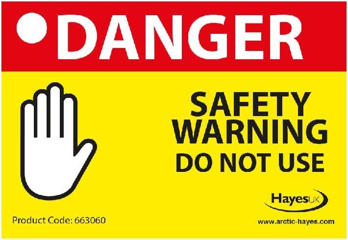 663060 Danger Safety Warning Do Not Use 10 Labels, 82 mm Length x 57 mm Width